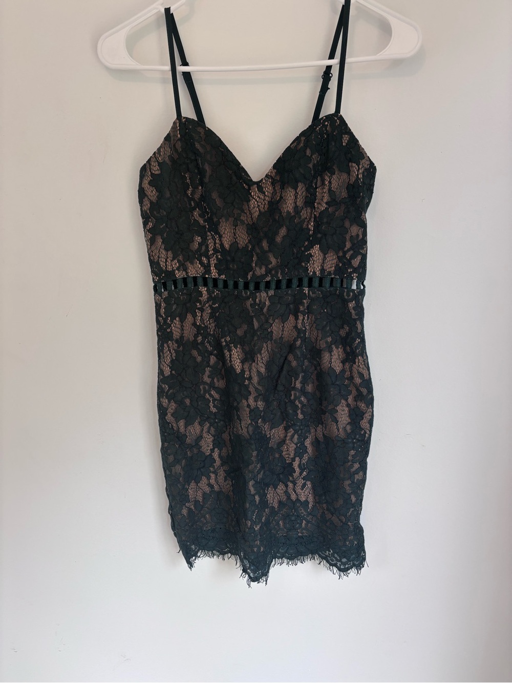 Tobi Teal Lace Slip Dress with Blush Lining